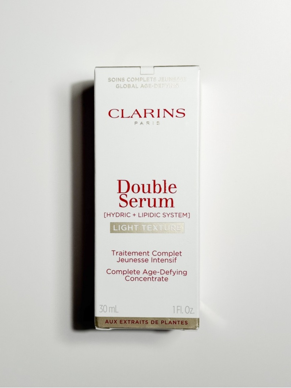Clarins Double Serum Light Texture - White with Gold Accents